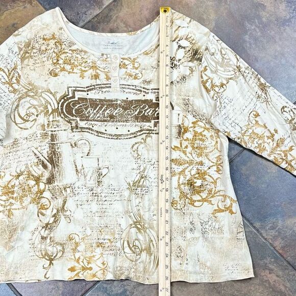 Tape Measure Coffee Bar Top 3/4 Sleeve 2X - Picture 6 of 10